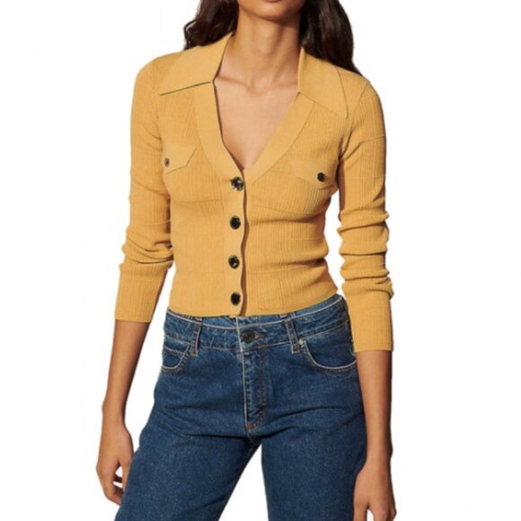 Sandro Knitted cardigan with polo neck Size 1 - Picture 1 of 10